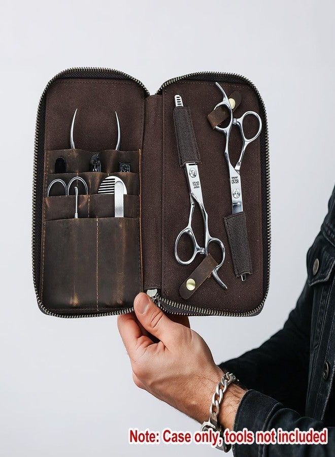 كونتاكتس حقيبة أدوات العناية بالأظافر للرجال من الجلد الطبيعي بالكامل، حقيبة فارغة مصنوعة يدوياً (الحقيبة فقط) - Image 2